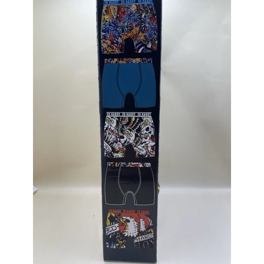 Ed Hardy Men's Cotton Stretch Boxer Briefs 5 Pack Sz M New